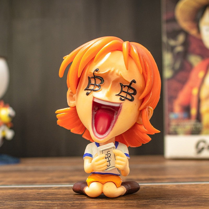 Bonecos Colecionáveis Fofos One Piece Versão Q Luffy Zoro Chopper Ace Boa Hancock Anime Blind Box Decoração de Mesa Carro Brinquedo Presente Infantil