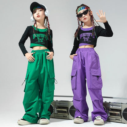Roupa de Bebê Roupa Infantil da Moda Calças Cargo Menina Dança Hip-hop Roupa Larga de Rua Calças Infantis Casuais Meninas