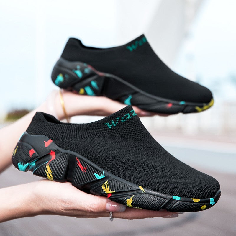Men And Woman Sneakers Couples Slip On Half Shoes Comfortable Ankle Sock Shoes Increase Height Casual Shoes Size 35-47