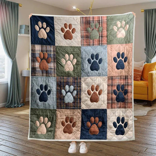 Dog Paw Print Quilt Blanket Cozy Pet Throw for Dog Lovers Pet Memorial Gift for Dog Owner Dog Mom Gift Pet Lover Gift