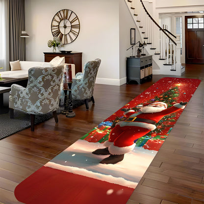 VIKAMA Christmas Carpet Festive Red Kitchen Rug Doormat Welcome Mat Runner Rug Winter Rug For Bedroom Warm Carpet For Live Room