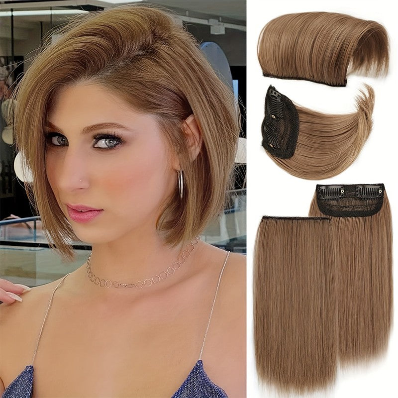 2 unidades de presilha de cabelo sintética, clipe único sem costura, almofada de cabelo artificial, extensões de cabelo natural, postiços para mulheres