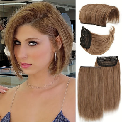 2 unidades de presilha de cabelo sintética, clipe único sem costura, almofada de cabelo artificial, extensões de cabelo natural, postiços para mulheres