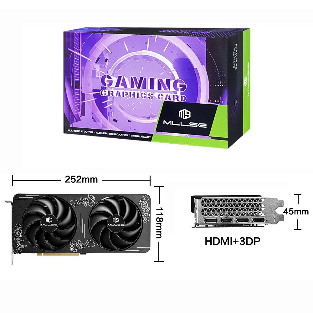 MLLSE AMD RX7650 GRE 8GB Placa de Vídeo para Jogos GDDR6 128Bit PCI-E 4.0×8 8Pin Radeon GPU Rx 7650 Placa De Vídeo para Jogos