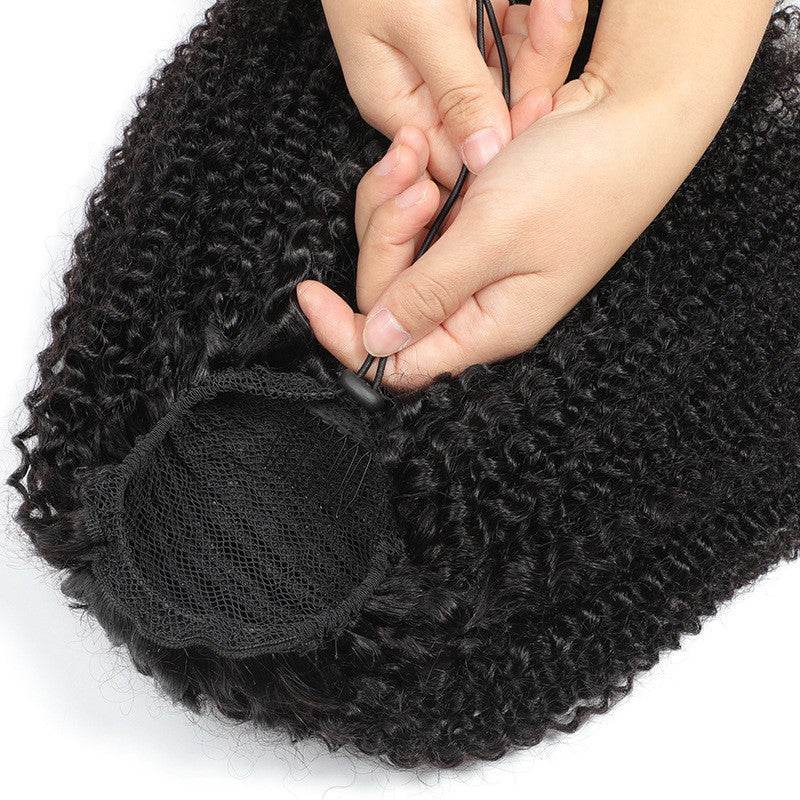 Aplique de Cabelo Humano Rabo de Cavalo Crespo Afro Cacheado com Cordão de 8 a 26 Polegadas 3C 4A Brasileiro Remy 100% Cabelo Humano para Mulheres