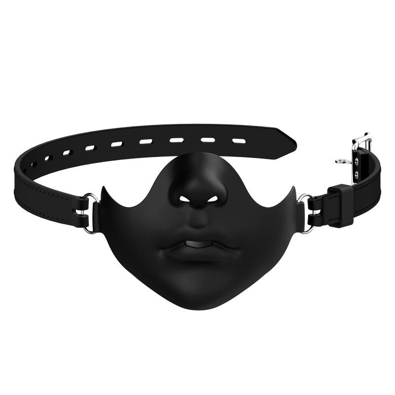 1Pc Black Resin Half Face Mask With Adjustable Buckle Strap And Realistic Human Face Design For Halloween Cosplay Costume Party