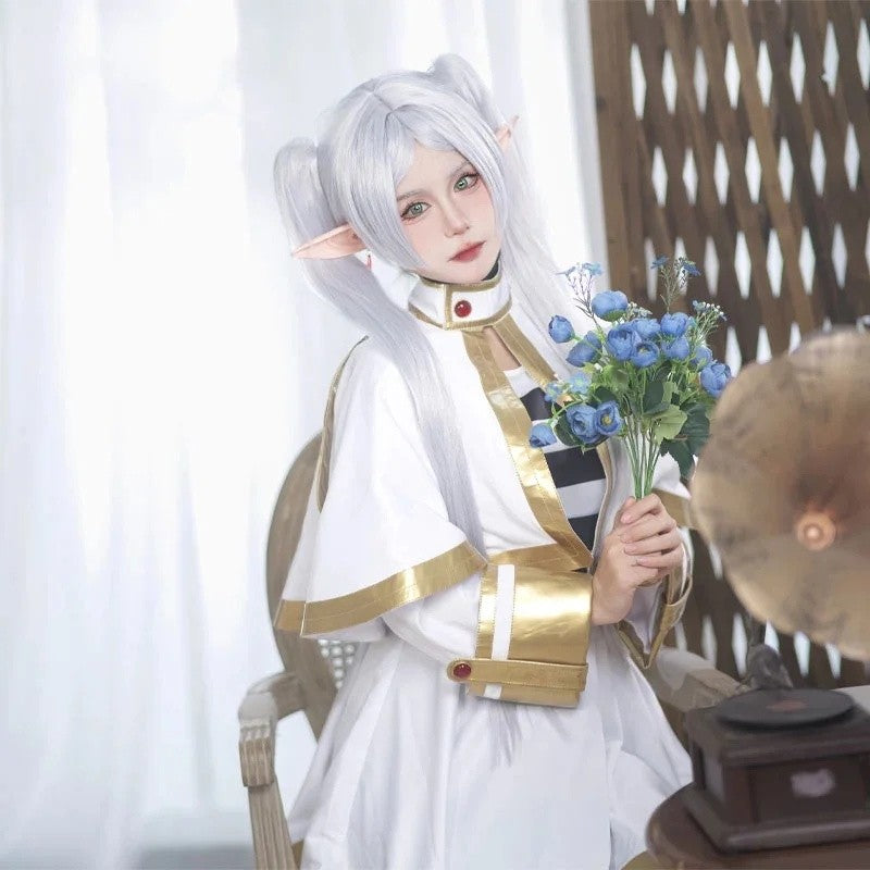 Sousou No Frieren Cosplay Costume Wig Shoes Anime Figures Magician Dress Elf Ear Halloween Party Charistmas for Women