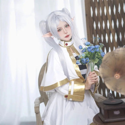 Sousou No Frieren Cosplay Costume Wig Shoes Anime Figures Magician Dress Elf Ear Halloween Party Charistmas for Women