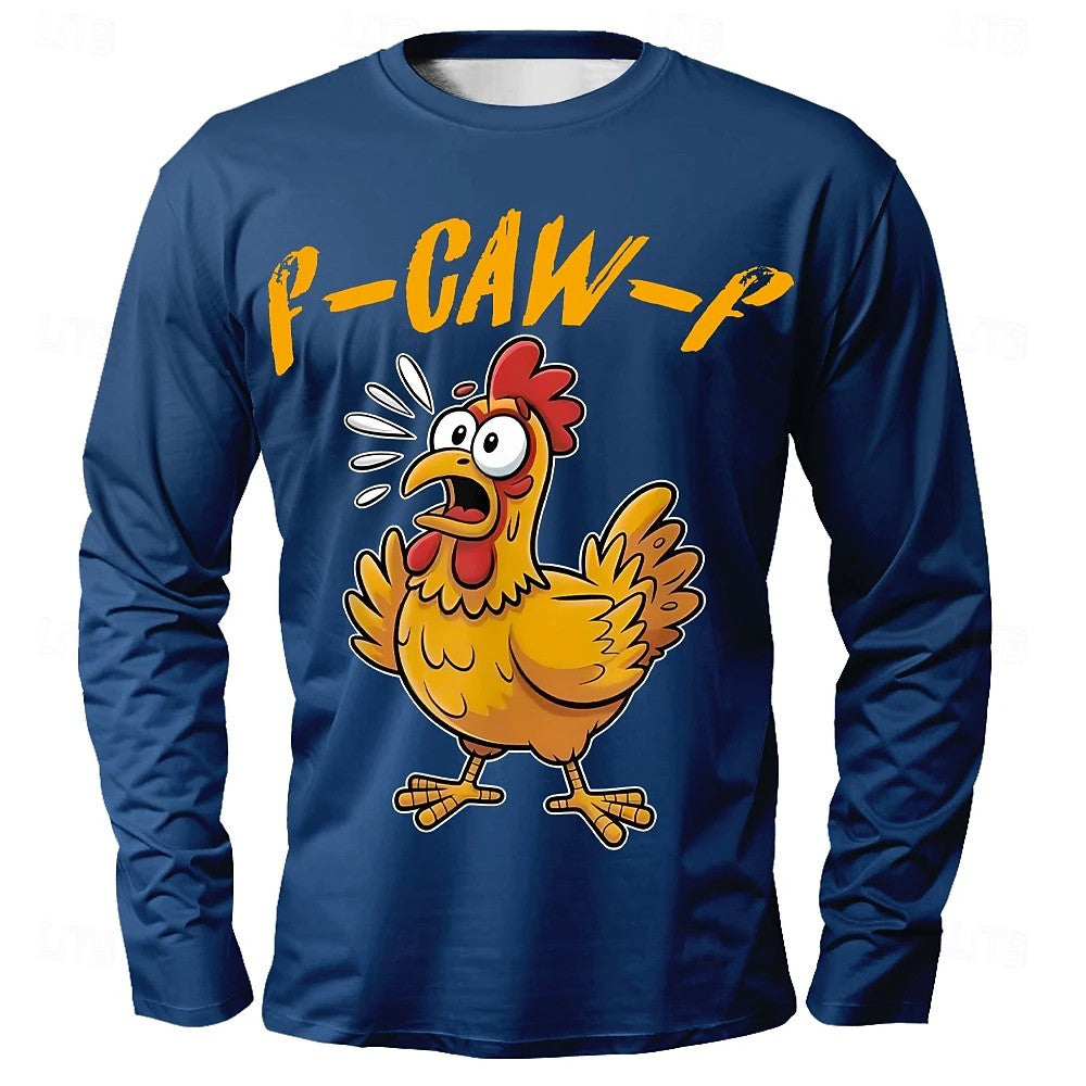 Men's Funny Slang T-shirt Long Sleeve T Shirt 3D Print Crew Neck Shirt Fashion Daily Basic Street Apparel Casual Daily Clothing