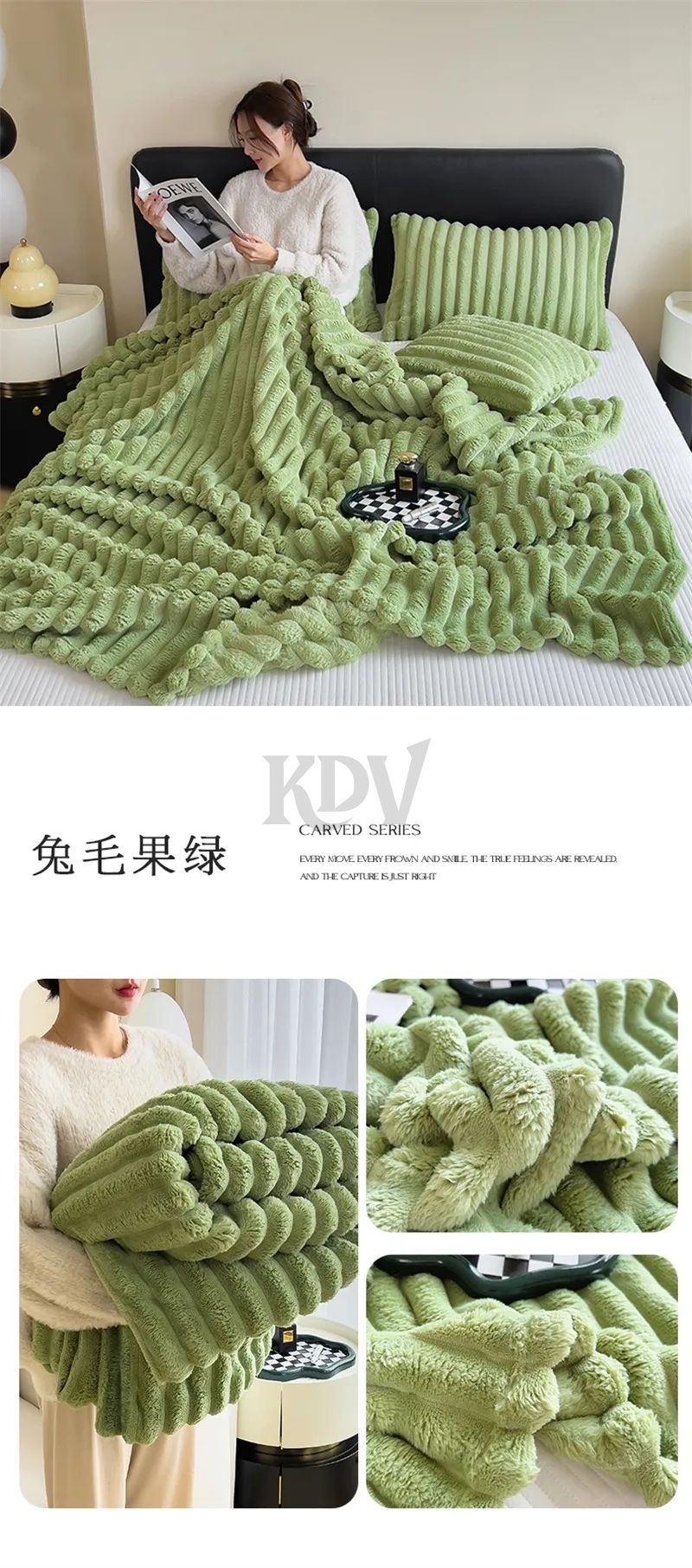 Luxury Soft Faux Rabbit Fur Throw Blanket Fluffy Warm Solid Color Plush Blanket for Sofa Bed Single Double Spring Autumn Plaid