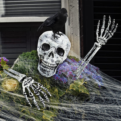 Decorações de Halloween para Casa Crânio Esqueleto Adereços de Terror para Exterior Caveira e Mãos Realistas para Jardim Brincadeiras Festas e Suprimentos