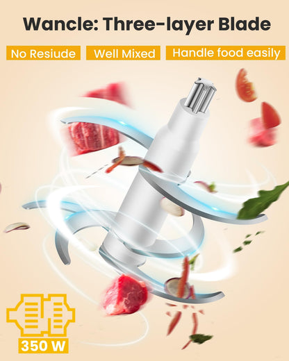 Moedor de Carne Elétrico Wancle Picador de Cozinha Lâmina de Aço Inoxidável Triturador de Alho para Vegetais Processador de Alimentos Doméstico Liquidificador