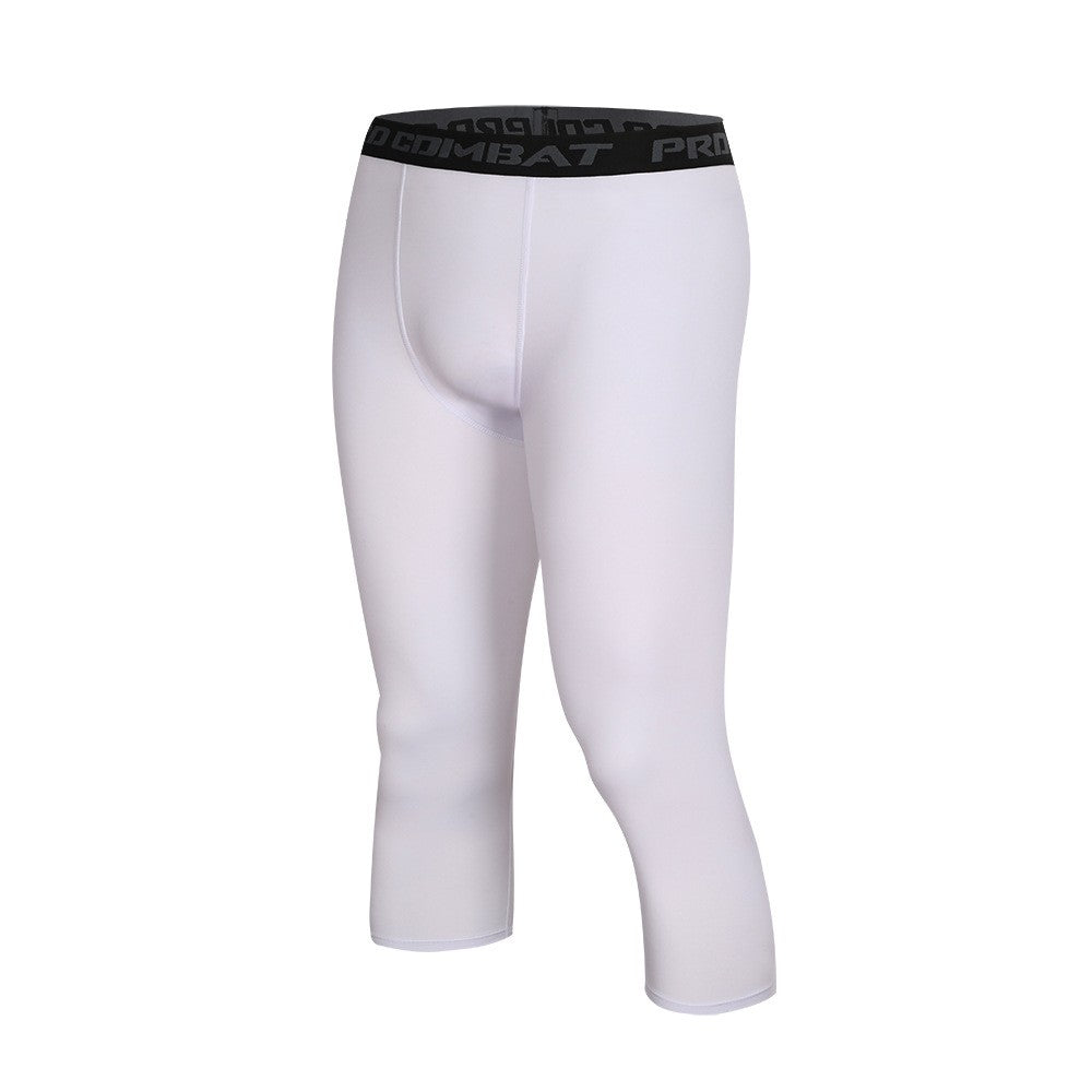 Basketball 7-point Tights Men's Sports Fitness Five-point White Training Pants Compressed High Elastic Quick-drying Leggings