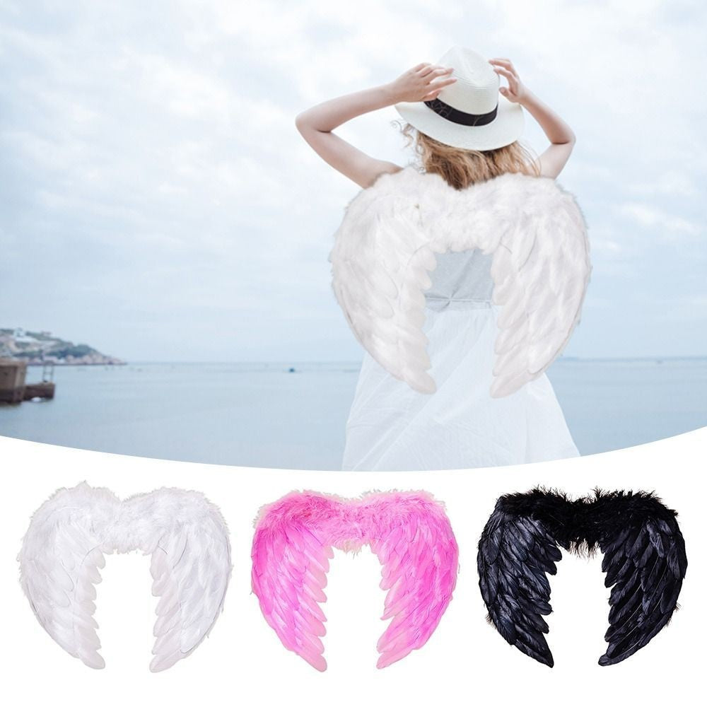 Children Adult Angel Devil White Black Feather Wings Fallen Angel Cosplay Little Wings Halloween Carnival Birthday Party Costume