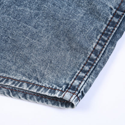 2023 Summer Denim Shirt Men Short Sleeve Cotton Outdoor Cargo Shirts High Quality Streetwear Blouses Cowboy Shirt For Men Blue