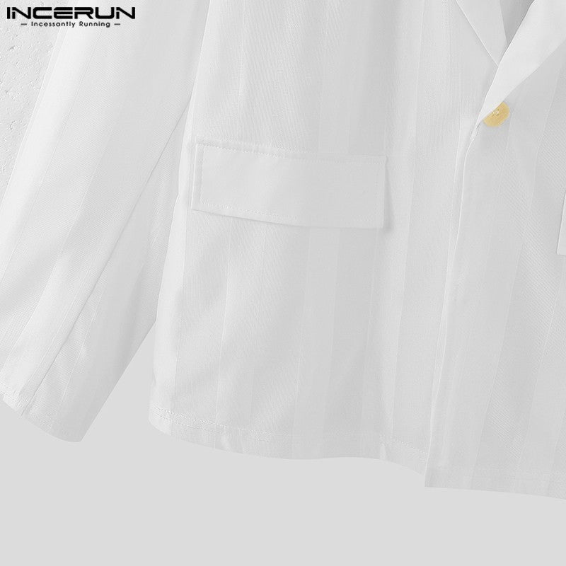 INCERUN Handsome New Men's Tops 2024 See-through Striped Suit Coats Fashionable Male Hot Selling Long Sleeved Blazer S-5XL 2024