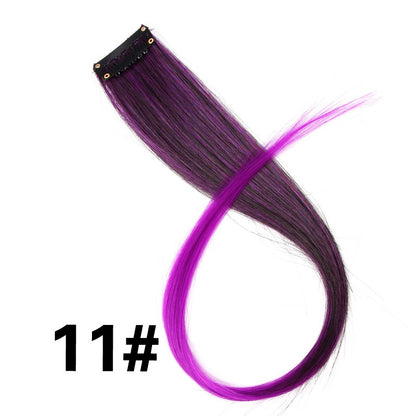 Apliques Sintéticos Presilha de Uma Peça Extensões de Cabelo Arco-Íris Cabelo Sintético Liso Peças de Cabelo de 45cm Longo Ombré Rosa Roxo Vermelho Azul