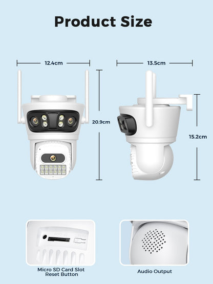 BESDER 12MP WiFi IP Camera PTZ Three Screens Outdoor CCTV Security Surveillance Camera Night Vision Monitor 3D Space iCSee App