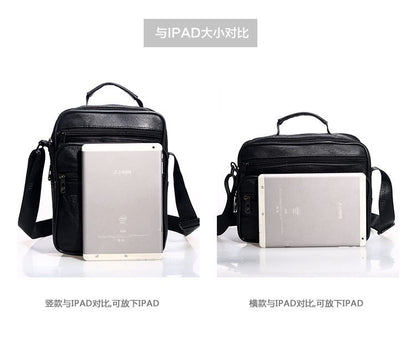 Men Genuine Leather Shoulder Bag Male Cowhide Leather Handbags Men's Large Zipper Messenger Bag Travel Tablet Bag Tote
