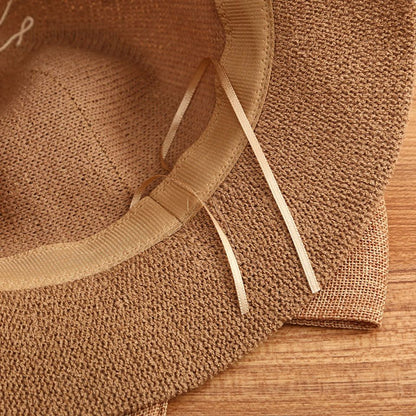 2021 fashion summer Women's bucket hat Straw made Bow hand-made straw hat foldable parent-child Panama hat children beach sun vi