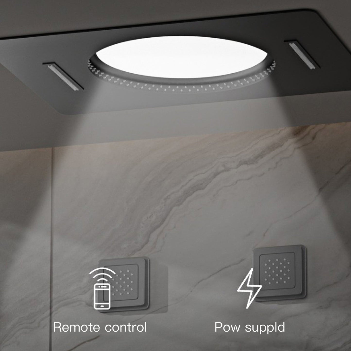AITANA sistema de chuveiro de luxo em latão cinza arma, embutido no teto, com temperatura constante e display digital LED, torneira de banheiro com água quente e fria