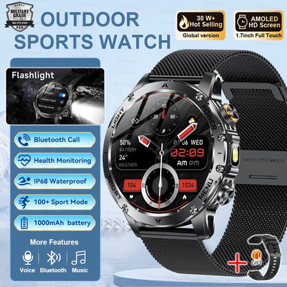 2025 T-REX3 1000mAh Grande Bateria Durável Relógio Inteligente Adulto GPS Lanterna Forte 10ATM À Prova D'água Chamada BT Smartwatch Esportivo Masculino