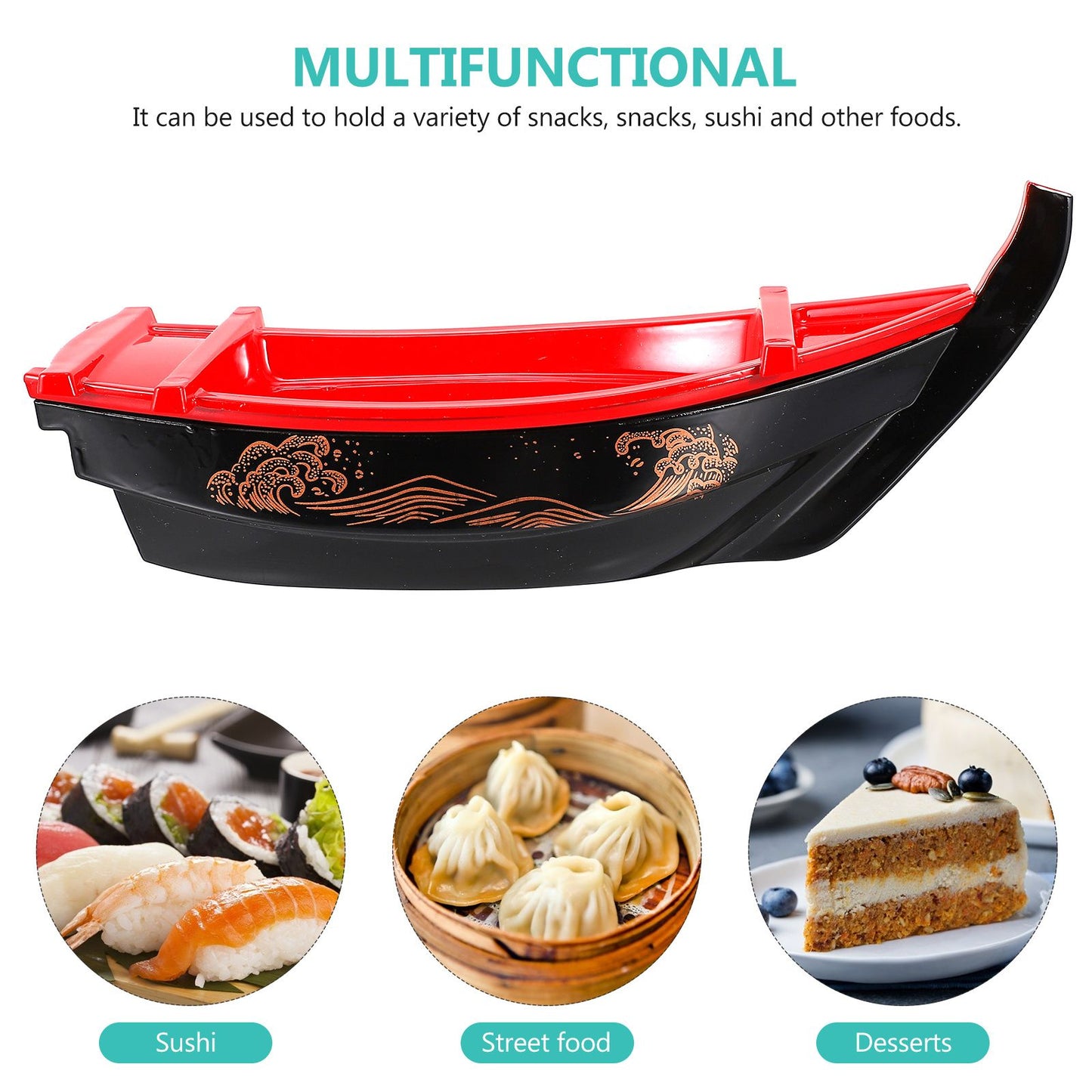 1Pcs Sushi Boat Plate Plastic Display Tray Sushi Serving Tray Sashimi Plate Seafood Serving Decorative Tableware