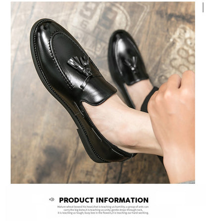 Brogues Shoes Men High Quality Social Leather Shoes British Tassels Formal Leather Men Wedding Business Dress Leather Shoes Male