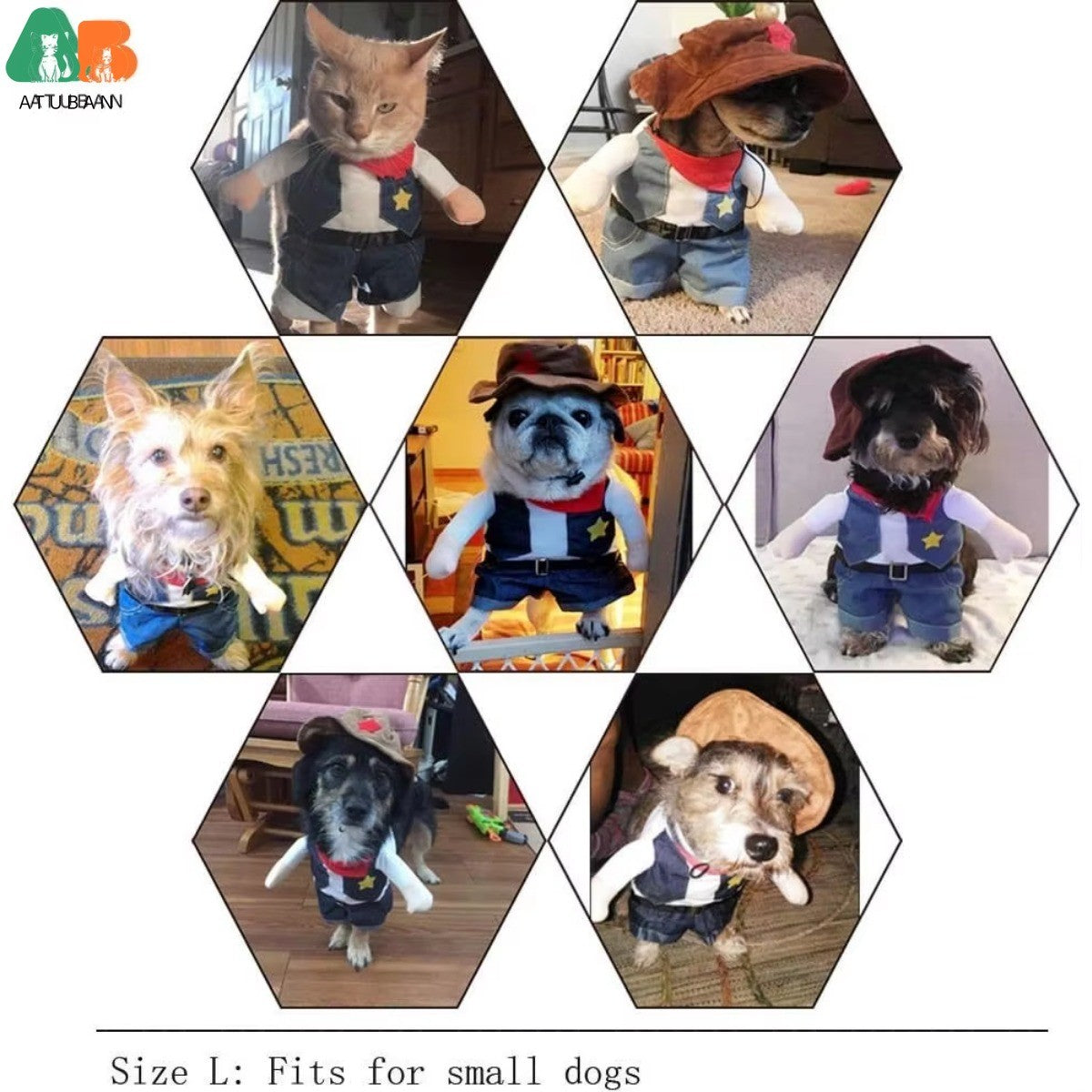 Fantasias de Halloween para Cães e Gatos, Uniforme de Cowboy do Oeste com Chapéu, Roupa Engraçada de Cowboy para Pets, Fantasia Engraçada para Gatos e Cães Pequenos