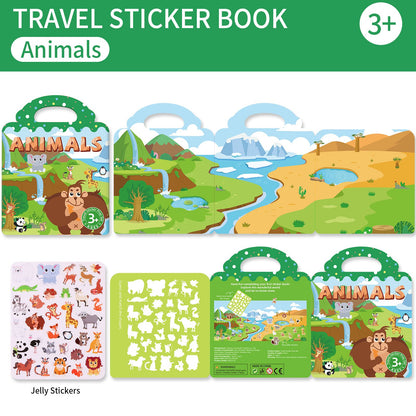 Kids' Reusable DIY Sticker Books Multi-Theme Bubble Sticker Jelly Stickers Portable Montessori Sticker Toy Gifts for Children