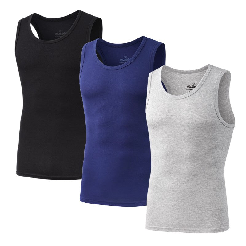 3Pcs/Pack Solid Color Men's Tank Top Sleeveless Undershirts Men Vest Gym T-Shirt High Quality Bamboo Fiber Man Singlets Sports