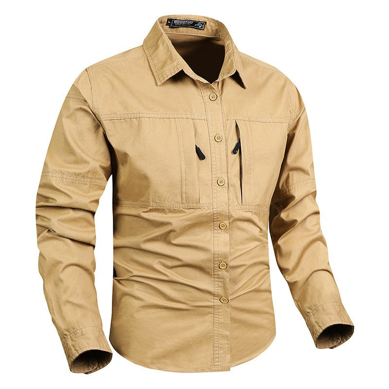 New Spring Men Long Sleeved Cargo Shirts High Quality Man Outdoor Multi Pockets Loose Tooling Shirts Male Casual Shirts Size 5X
