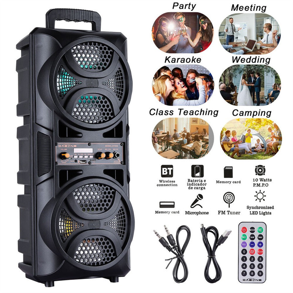 Alto-falante Bluetooth Portátil 3000W Subwoofer Graves Potentes Sistema de Som Festa DJ Karaokê Controle Remoto e Microfone