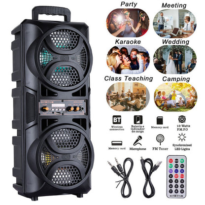 Alto-falante Bluetooth Portátil 3000W Subwoofer Graves Potentes Sistema de Som Festa DJ Karaokê Controle Remoto e Microfone
