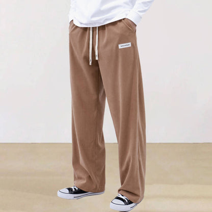 Mens Corduroy Joggers Pants Casual Cargo Pants Drawstring Elastic Waist Baggy Tapered Sweatpants with Pockets Outdoor Sweatpants