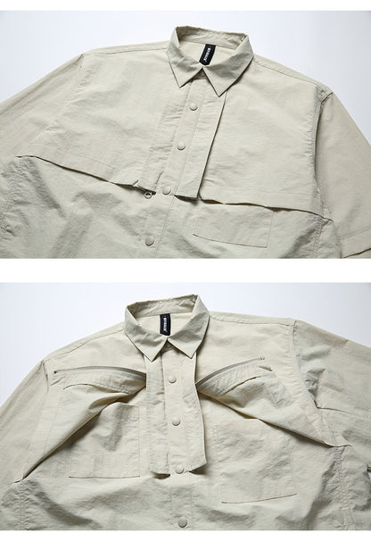 Men Outdoor Waterproof Quick Dry Lightweight Tack Techwear Cargo Shirts Man Streetwear Loose Casual Long Sleeve Oversize Shirt