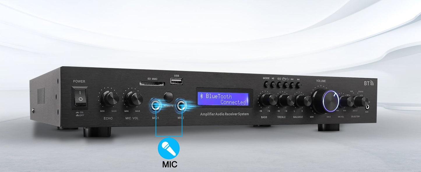 Microfone Sem Fio Aveek para Alto-falante e Máquina de Karaokê, Microfone de Karaokê Recarregável de 2.4GHz (Funciona por 10h), para Festas, 2 Pacotes
