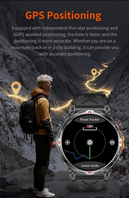 2026 Novo Smartwatch Esportivo Masculino para Áreas Externas com Voz Inteligente GPT GPS Integrado Bússola Barômetro Chamada Bluetooth Natação Impermeável