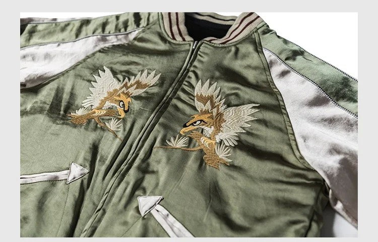 Non Stock Suka Reversible Souvenir Jacket Embroidered Sukajan Baseball Outerwear