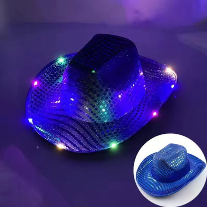 Chapéu de caubói/caubói com LED pisca-pisca, chapéu que brilha, festa de carnaval, homens, mulheres, despedida de solteira, suprimentos de casamento
