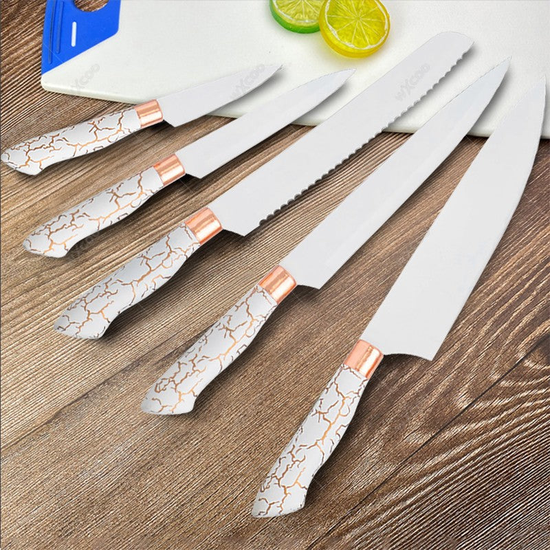 Conjunto de Facas de Cozinha 8 Peças em Aço Inoxidável com Bloco de Facas Combinado Faca de Cozinha para Fatiar Cutelo de Carne Facas de Fruta
