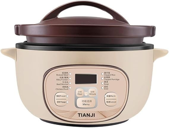 Panela Elétrica de Barro TZ30 para Arroz e Mingau, Panela de Cozimento de Cerâmica com Porcelana Não Vitrificada