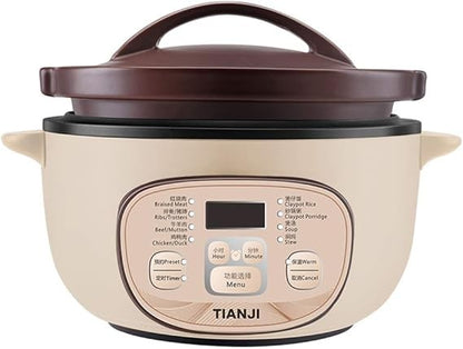 Panela Elétrica de Barro TZ30 para Arroz e Mingau, Panela de Cozimento de Cerâmica com Porcelana Não Vitrificada