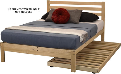 Cama Plataforma Lexington - Estrutura de Cama de Casal - Estrutura de Cama de Madeira Crua - Natural, Cama Minimalista com Cabeceira Ripado - E