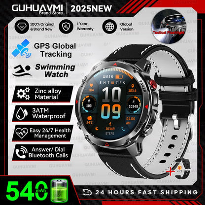2025 Novo Smartwatch Profissional GPS Esportivo ao Ar Livre Corrida Rastreamento GPS Natação Bússola Altímetro 3ATM Pulseiras Esportivas Masculino