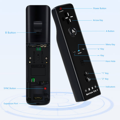 Controllers For Nintendo Wii 2 In 1 Left Right Controller Optional Motion Plus Set Game Remote Control Joystick Wireless Gamepad