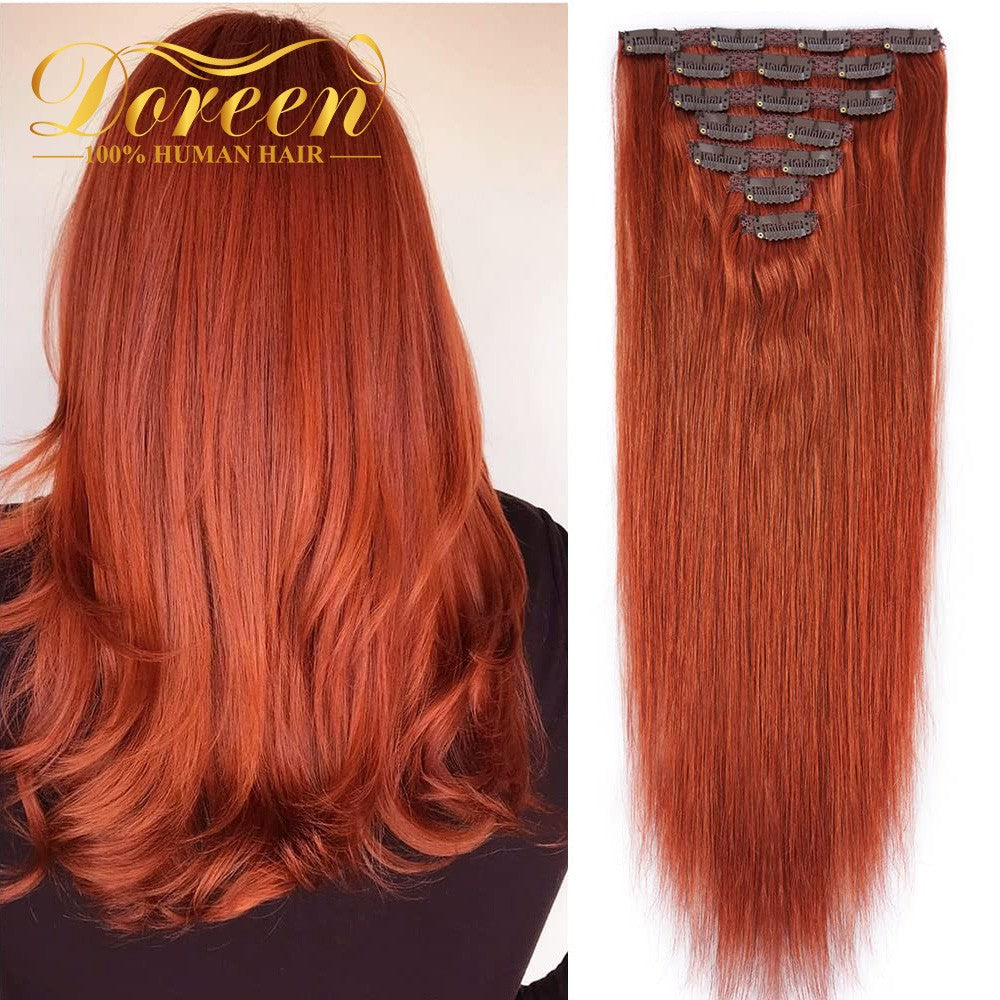 Doreen 160G 200G 240G Série Volume Cabelo Humano Liso Remy Brasileiro Com Tic Tac Extensões de Cabelo Cabeça Inteira 10 Peças 40 a 60 Centímetros