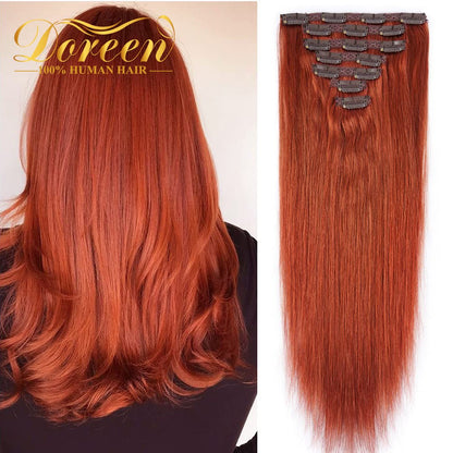Doreen 160G 200G 240G Série Volume Cabelo Humano Liso Remy Brasileiro Com Tic Tac Extensões de Cabelo Cabeça Inteira 10 Peças 40 a 60 Centímetros