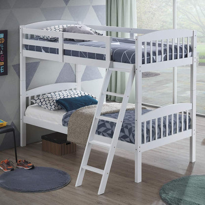 Twin Over Twin Bunk Beds, Convertible Into Two Individual Solid Rubber Wood Beds, Space Saving Design,
