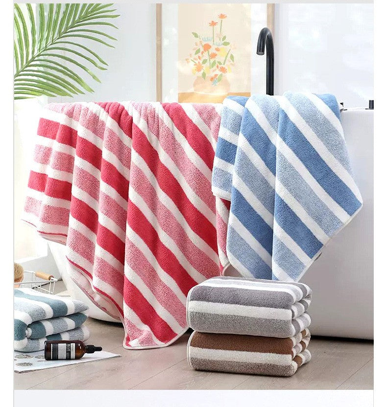 2pcs Thickened Towel Bath Towel Setstrong Absorbentfast Dryingnon-Lintingdurableideal For Family Usebeach Essentials